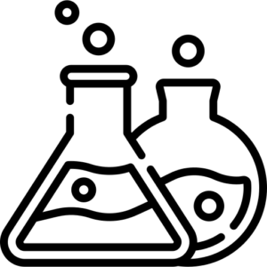 Graphic image of two scientific vials containing chemicals.