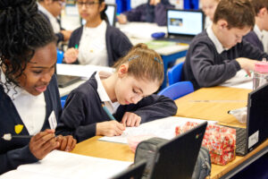 Students completing their work